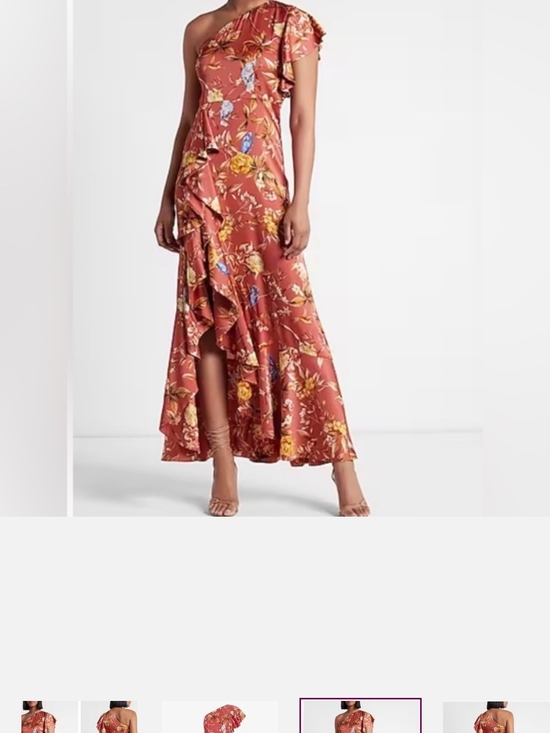 Express Dresses & Skirts - Express Pink Floral One Shoulder Ruffle Maxi Skirt